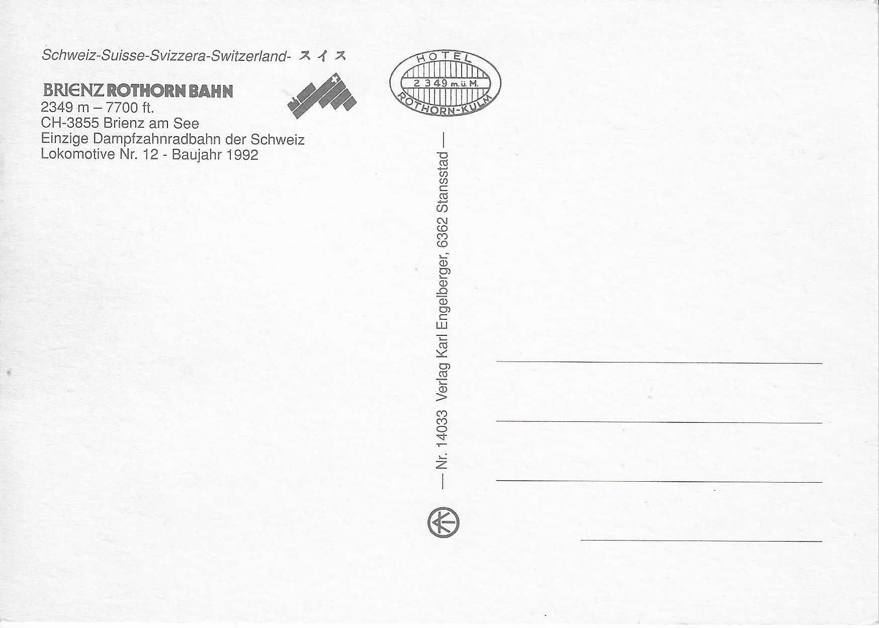 Cartoline postali: Brienz Rothorn Bahn Brienz am See – Nuovo (secondo la descrizione) da Rothrist venduto da Stranglehold 1