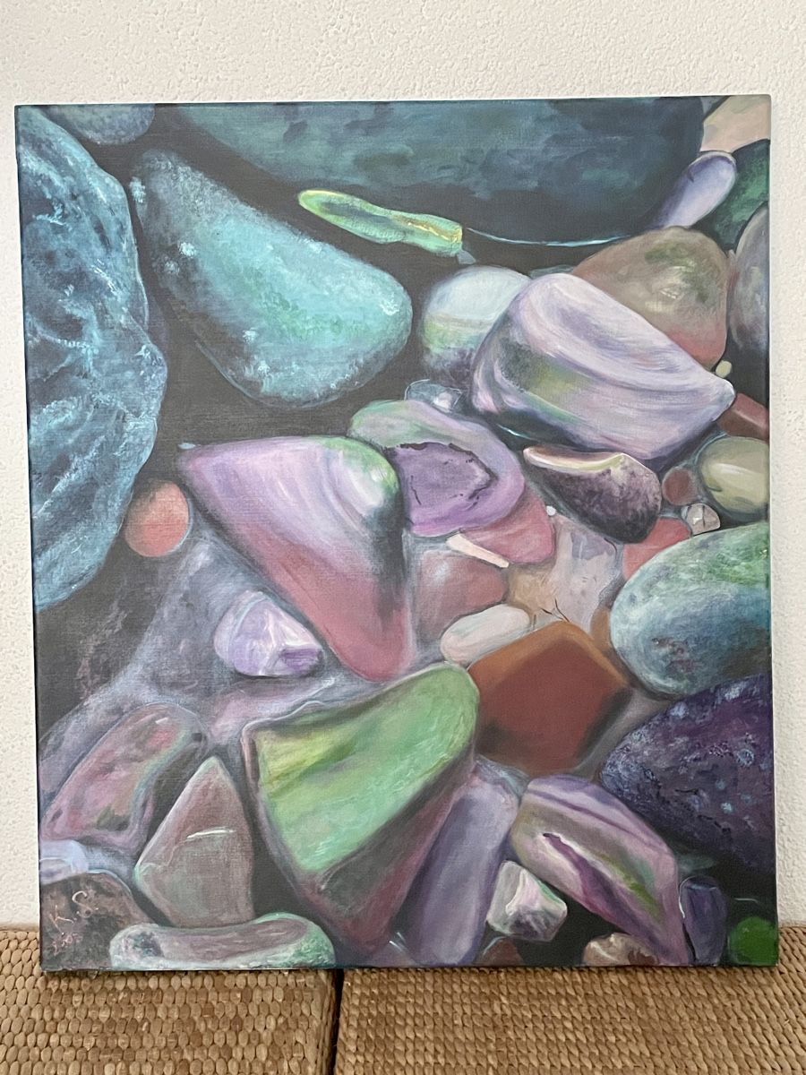 Dipinti: Gemälde Steine im Fluss, 60x70cm, – Usato da Ostermundigen venduto da sch_25lm