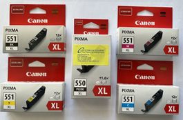 5 Stk. Original Canon PGI-550PGBKXL und CLI-551XL Patronen