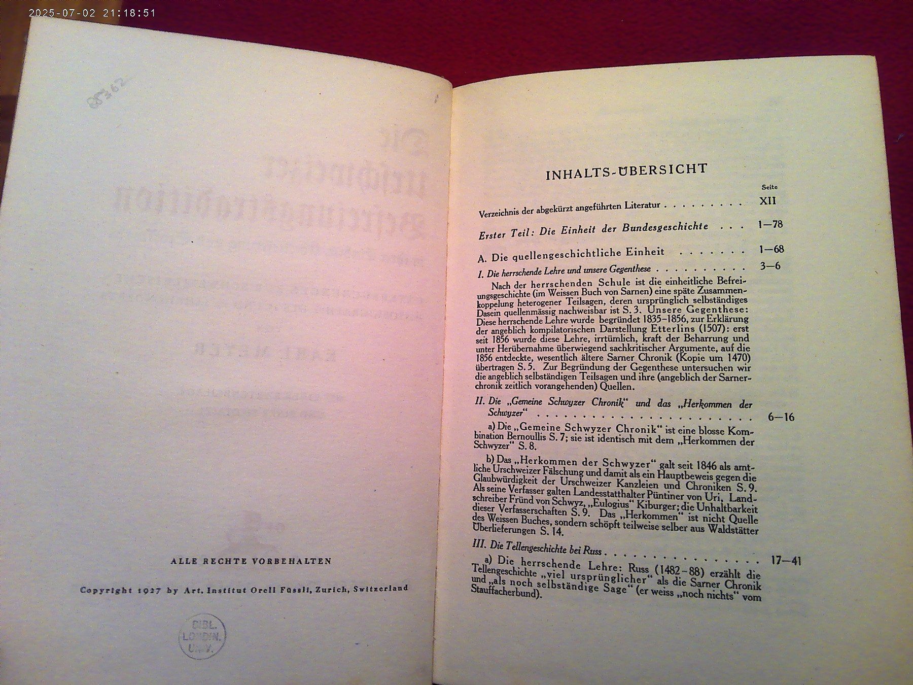 Libri: Antikes Buch: Die Urschweizer Befreiungstradition, – Usato da Volketswil venduto da nemo2000 1