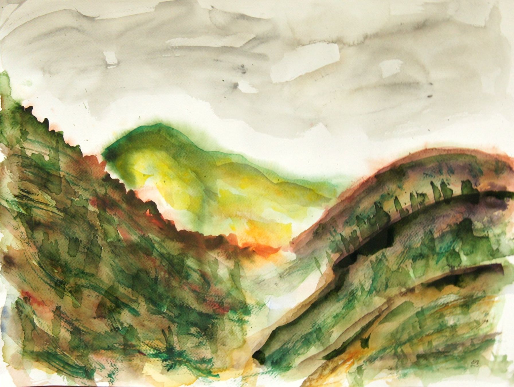 Dipinti: Aquarell: Grüne Berge – Nuovo (secondo la descrizione) da Fribourg venduto da erw_68dx