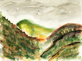 Aquarell: Grüne Berge