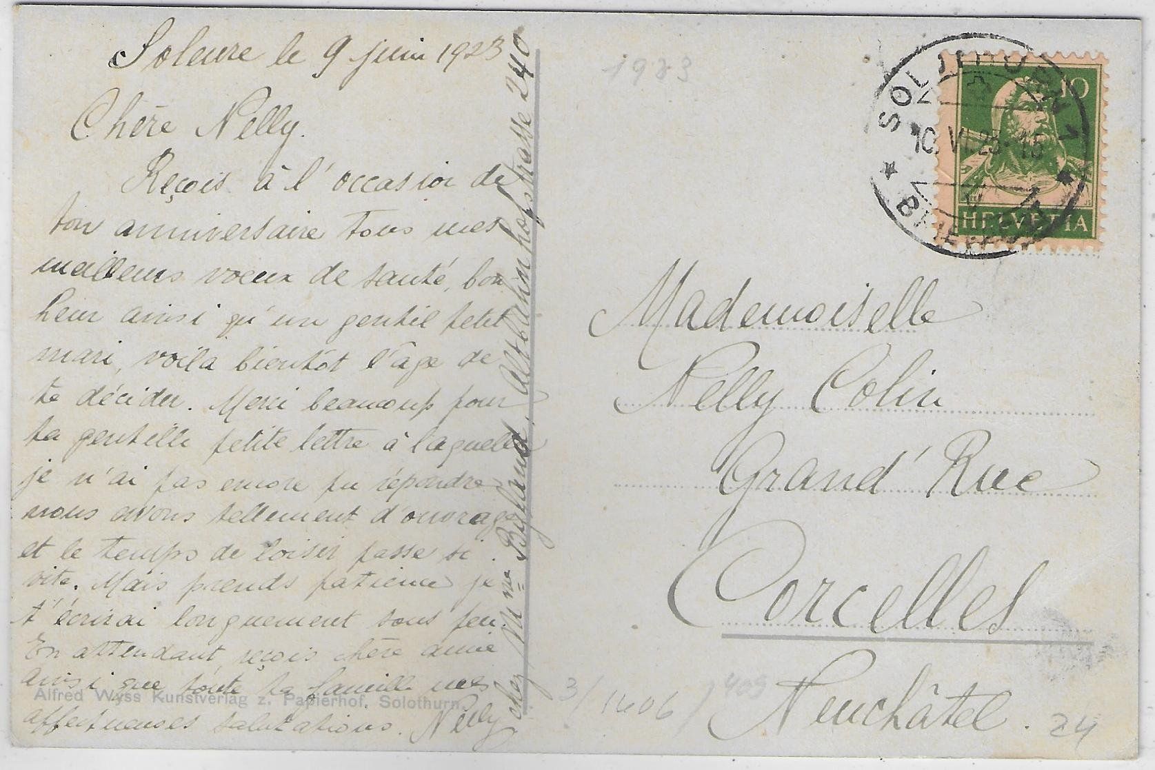 Cartoline postali: Solothurn - Aare mit Krumme Turm - Litho – Usato da Ettingen venduto da Kartenplanet 1