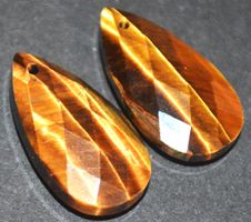 Anhänger Set gelocht L-8514 – 1 Paar Tigerauge 13x25mm beids