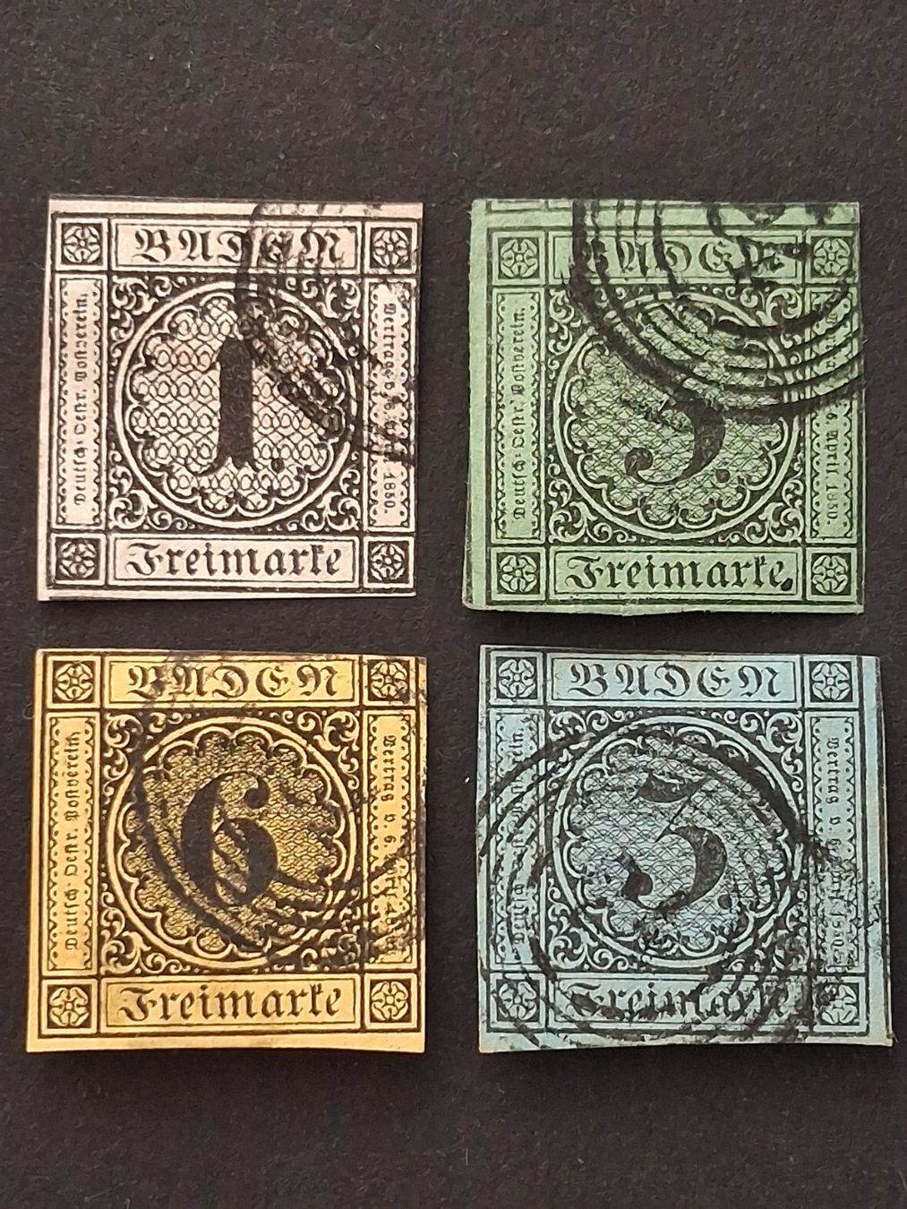 Alle Briefmarken: Baden Mi-Nr.5 -8  gestempelt  120 Fr – Gebraucht aus Kriens von Nidfeld45 1