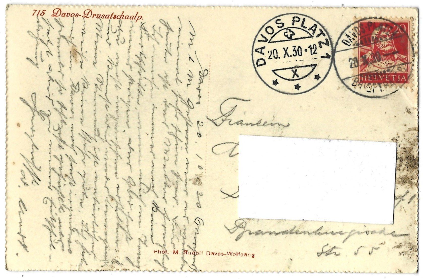 Cartoline postali: 715    Davos-Drusatschaalp. – Usato da Bütschwil venduto da Jackson1A 1