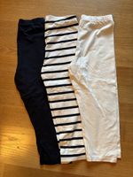 3x Kinder H & H Legings 3/4 Capri 134 blau, weiß, gest. Neu!