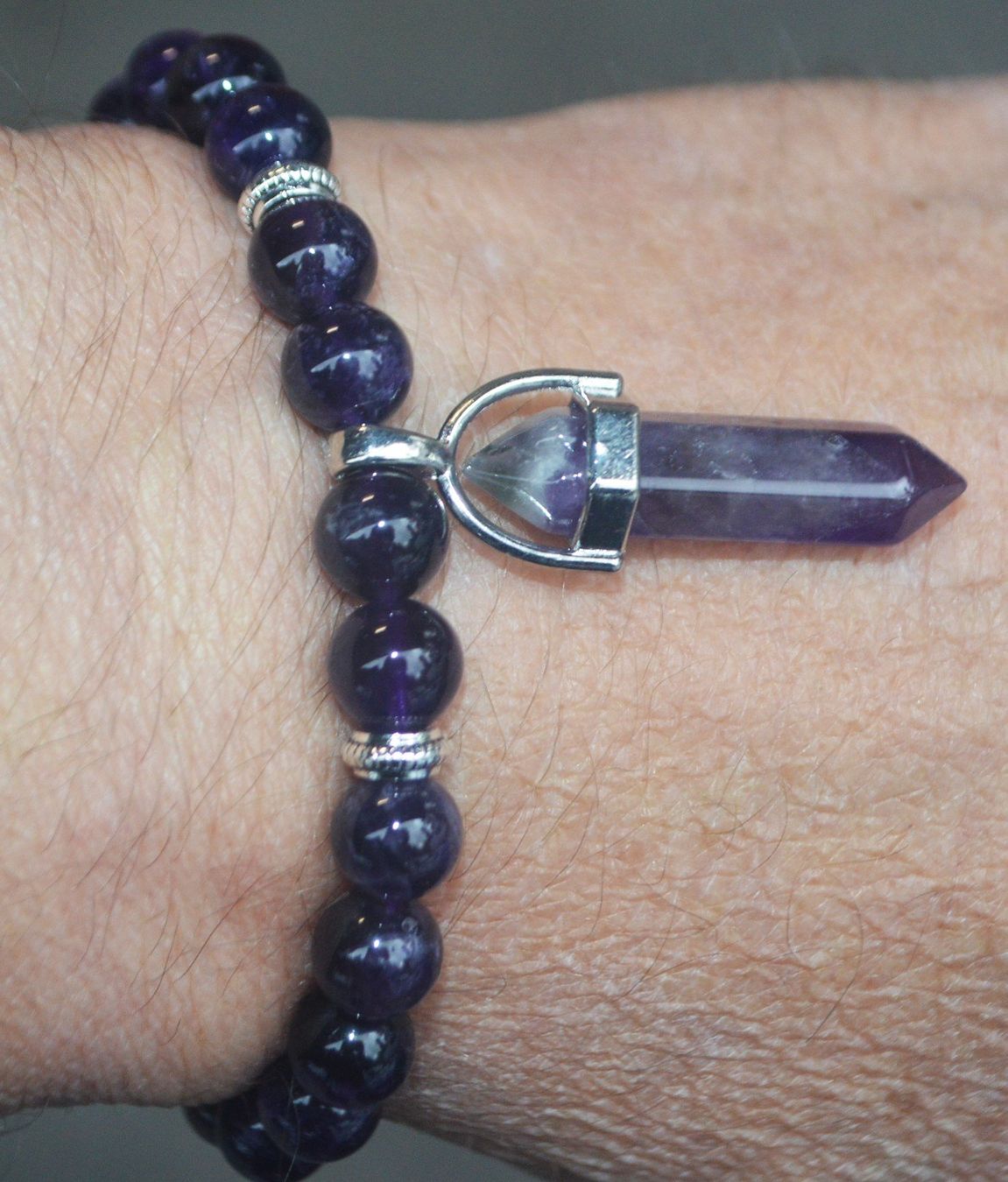 Armbänder & -reifen: Armband X-311 – Amethyst Perlen mit Säule – elastisch – Neu und originalverpackt aus Goldiwil (Thun) von han_v5b7 1