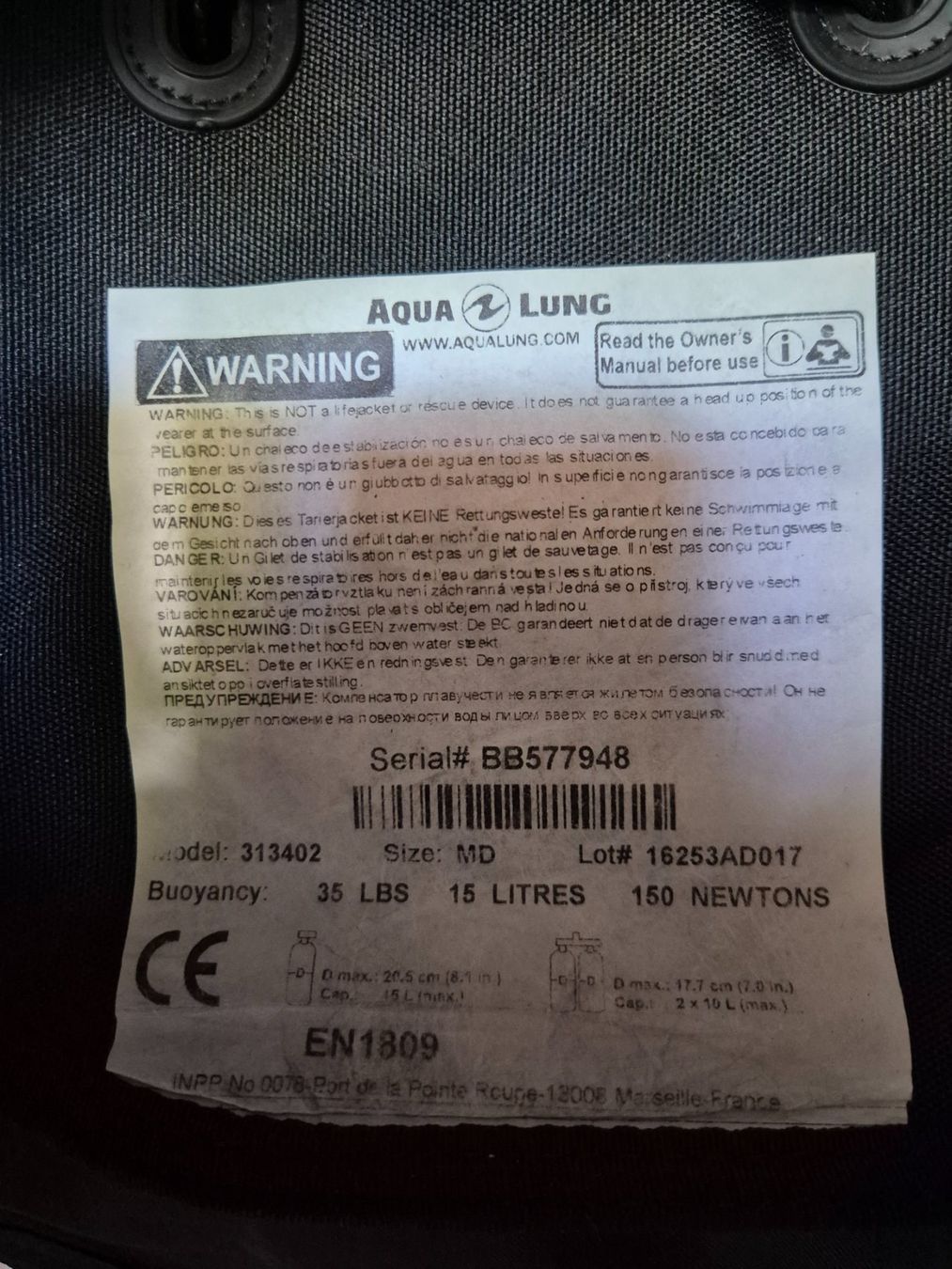 Tauchflaschen: Aqua Lung AXIOM Tarierjacket Grösse MD – Gebraucht aus Bänk (Dägerlen) von Wasserhuepfer 3