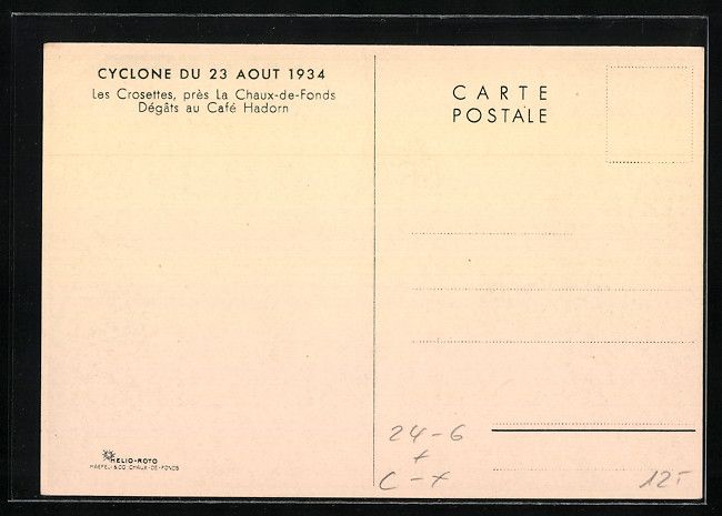 Cartoline postali: La Chaux-de-Fonds, Les Crosettes, Cyclon – Usato da Berlin venduto da bartko-reher 1