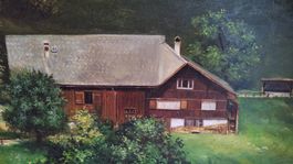 Bauernhaus - Ölbild mit schönem Rahmen