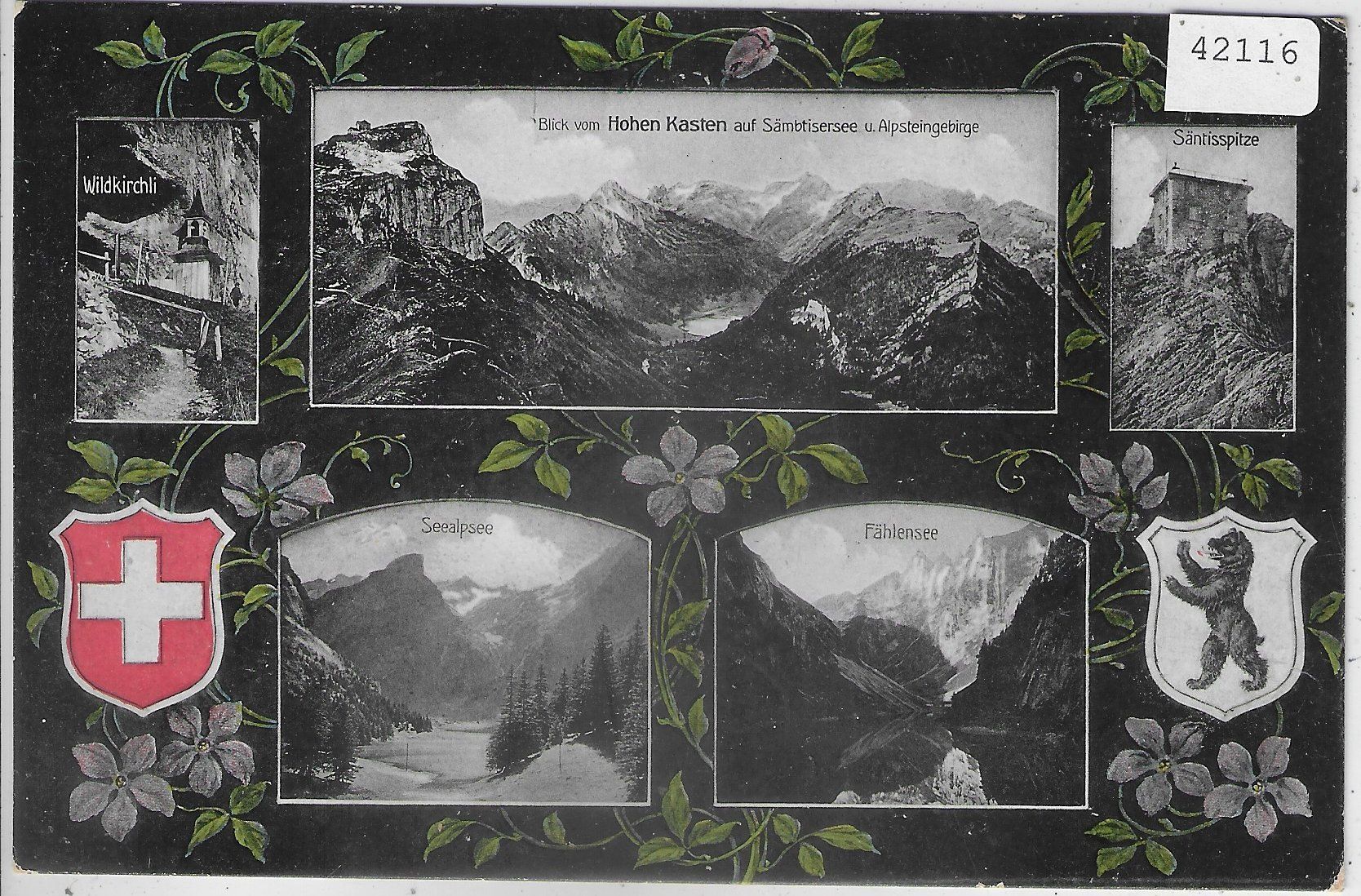 Cartoline postali: Hohen Kasten - Wappen-Litho - Multiview – Usato da Ettingen venduto da Kartenplanet