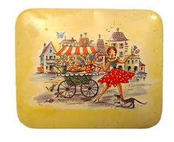 Blechdose 50er Jahre / Mädchen mit Marktstand ab Fr. 14.-