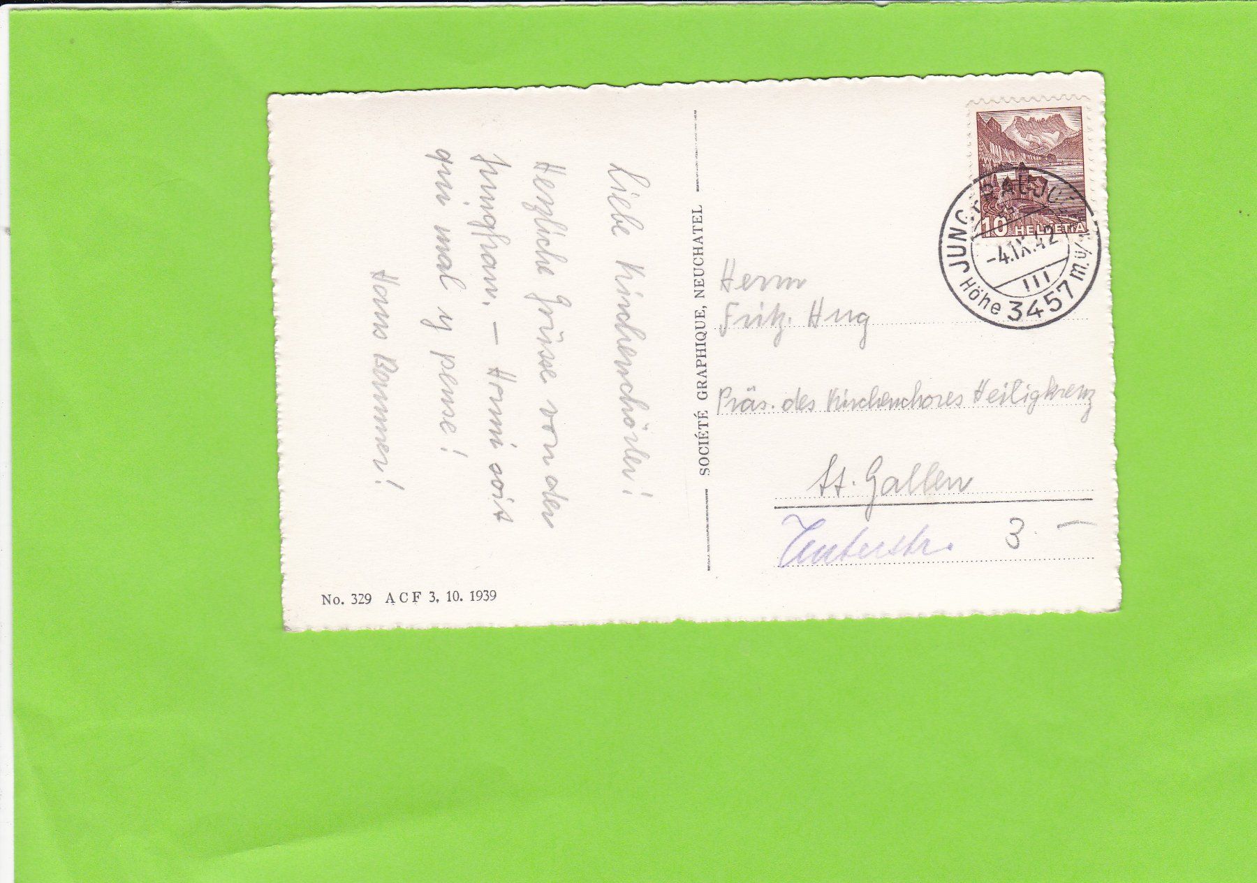 Cartoline postali: Kleine Scheidegg. Die Silberhörner – Usato da St. Peterzell venduto da neckertal 1