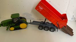 Siku Traktor mit Raupen  John Deer mit Anhänger 1:32