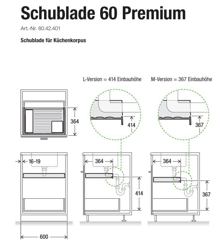 Müllex Cestini per rifiuti: 076 Müllex Abfallsystem Schublade 60 Premium – Nuovo e nell'imballaggio originale da Derendingen venduto da Meisterstuecke 2