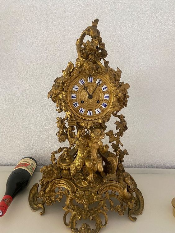 Horloge Pendule Jean Le Doux En Bronze 18ème Siècle - Mouvement Mécanique à Fil - Occasion