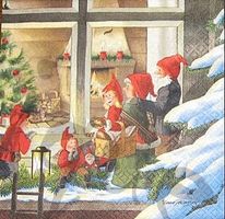 Serviette zwergenkinder am fenster (w304) 3Stk.