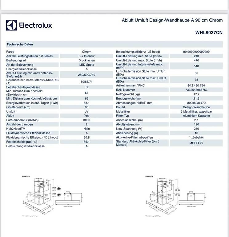 Electrolux Cappe di aspirazione: Dampfabzug Umluft – Usato da Burgdorf venduto da Biduburgdorf 2