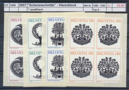 2007 "Scherenschnitte" - Viererblock, ** postfrisch