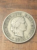 Schweizer 5 Rappen Münze, Jahrgang 1894