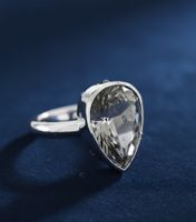 Silberring(925) mit facettiertem Smoky-Zirkonia - New