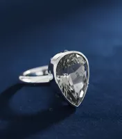 Silberring 925 mit Smoky-Zirkonia, kristallklar & dezent-Neu