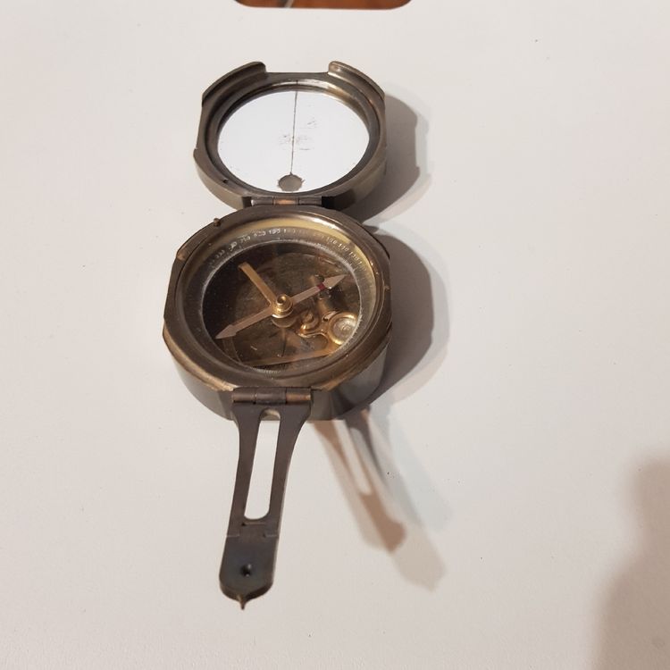 Boussole Militaire De Collection En Laiton Doré - Années 1950, Fonctionne