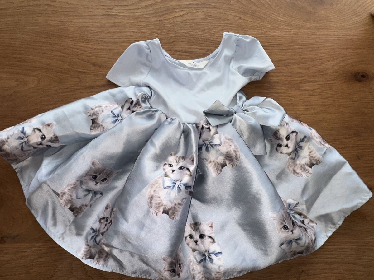 H&M Kleider & Röcke: Helles Mädchen Kleid mit Katzen Motiv 98/104 – Gebraucht aus Wettingen von hak_52m8