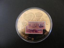 Grosse Medaille 10 Franken Banknote Erstausgabe 1956