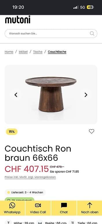 Tavoli: 2x Couchtisch Ron aus massivem Mangoholz – Usato da Thörishaus venduto da Milee 1