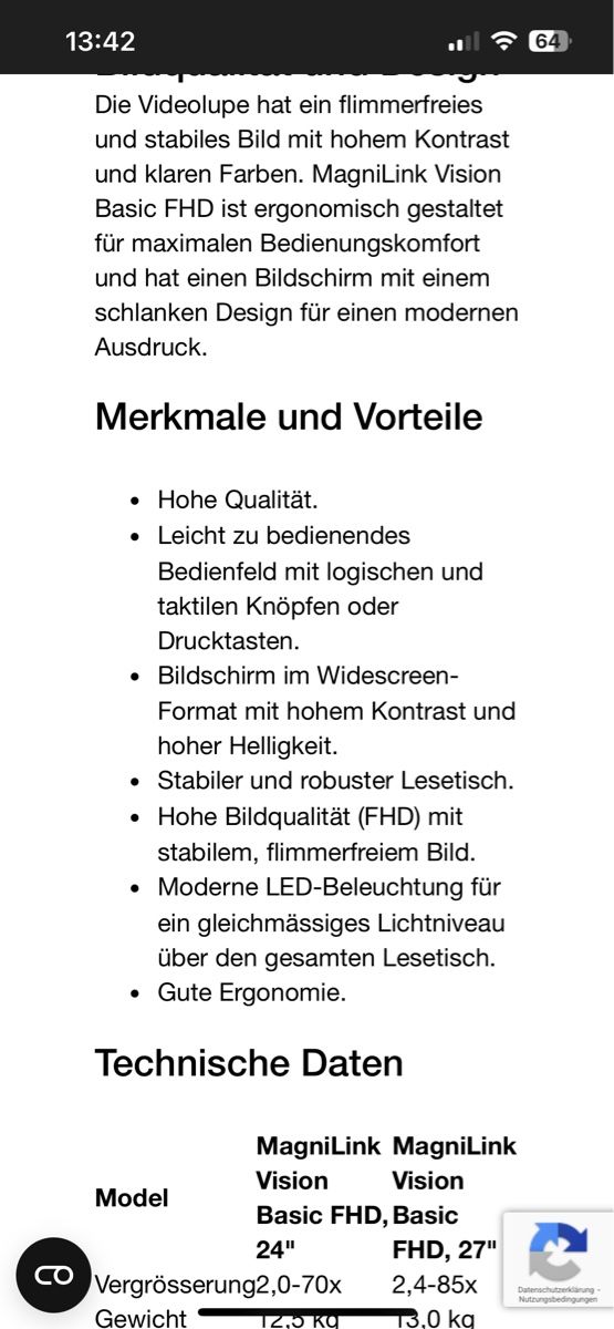 Monitor: MagniLink Vision Basic FHD 24" Bildschirm Lesegerät – Usato da Henggart venduto da Humlikon 8