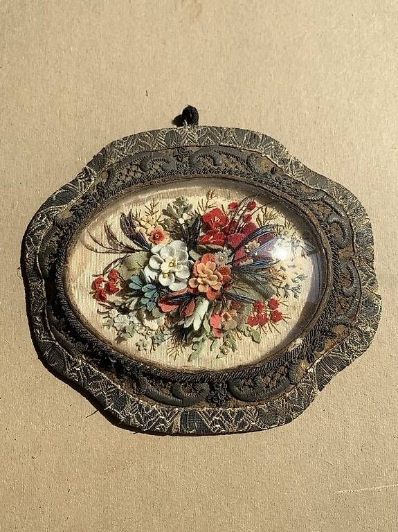 Poster & Bilder: Antikes Biedermeier Blumenbild unter Glas ca 1850 – Gebraucht aus Muri AG von cag733 1