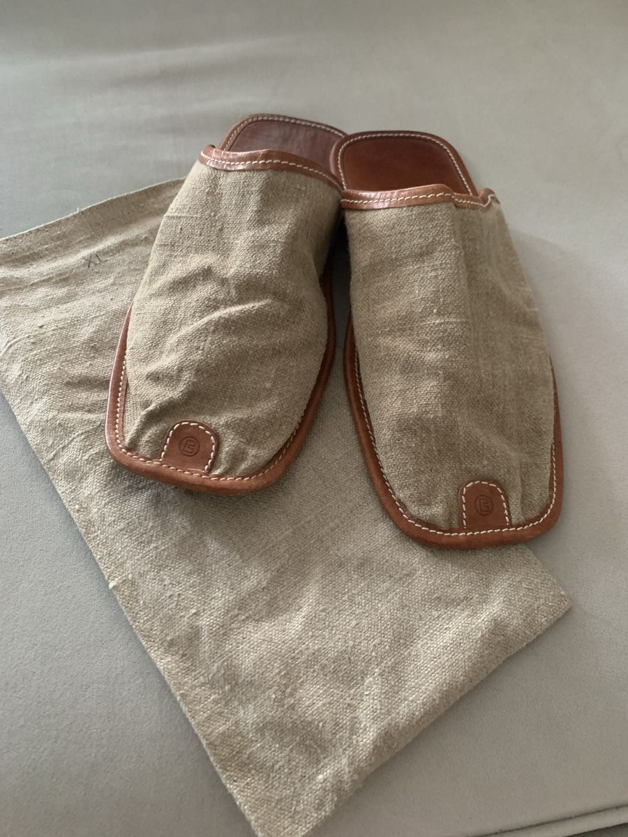 Scarpe da uomo: Maenner extravagante Leinen Pantoffel – Usato da Bergdietikon venduto da zor_856j