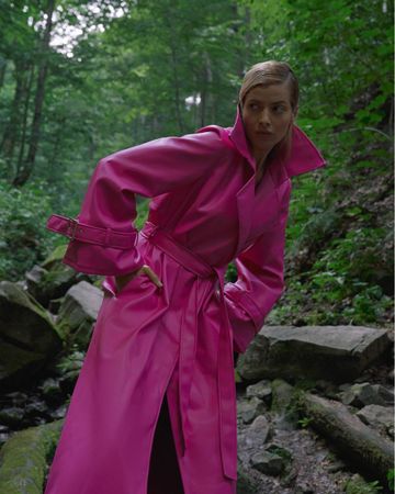 Eleganter Trenchcoat in Pink – hochwertige Kunstlederoptik