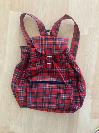 Vintage Karomuster Rucksack rot