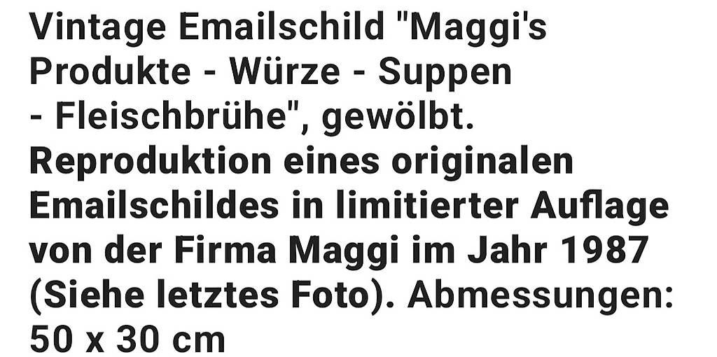 Schilder: Maggi,emailschild von 1987 top zustand – Gebraucht aus Riehen von harald13 1
