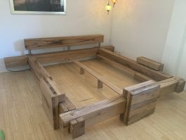 Sprenger Balken-Bett Sumpfeiche geölt 160x200 – Massivholz