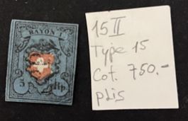 1850 Rayon I Nr. 15II Type 15 Cat. 500.- 
