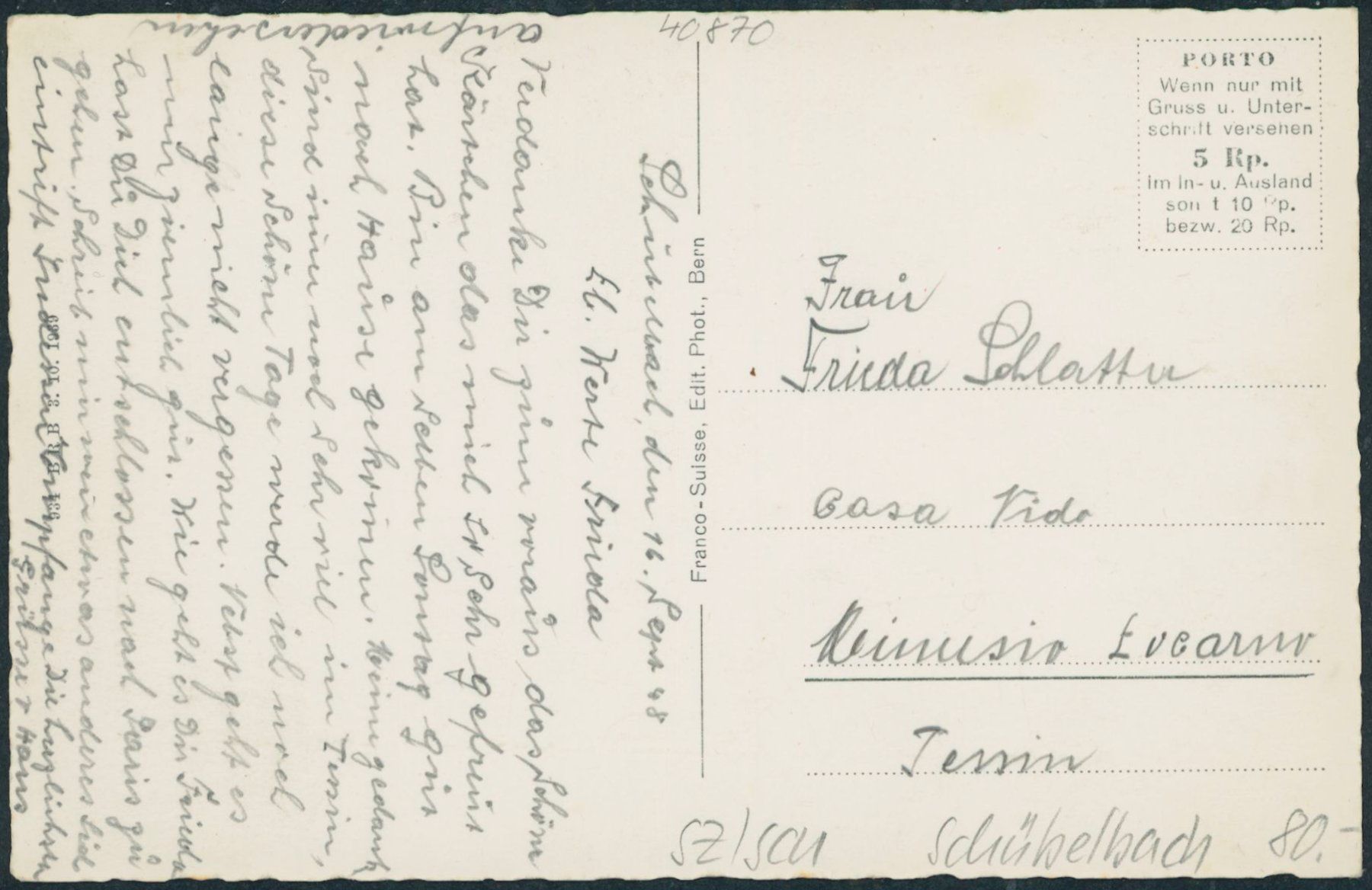 Cartes postales: SZ Schübelbach – Neuf (Voir description) à Schindellegi par stationary 1