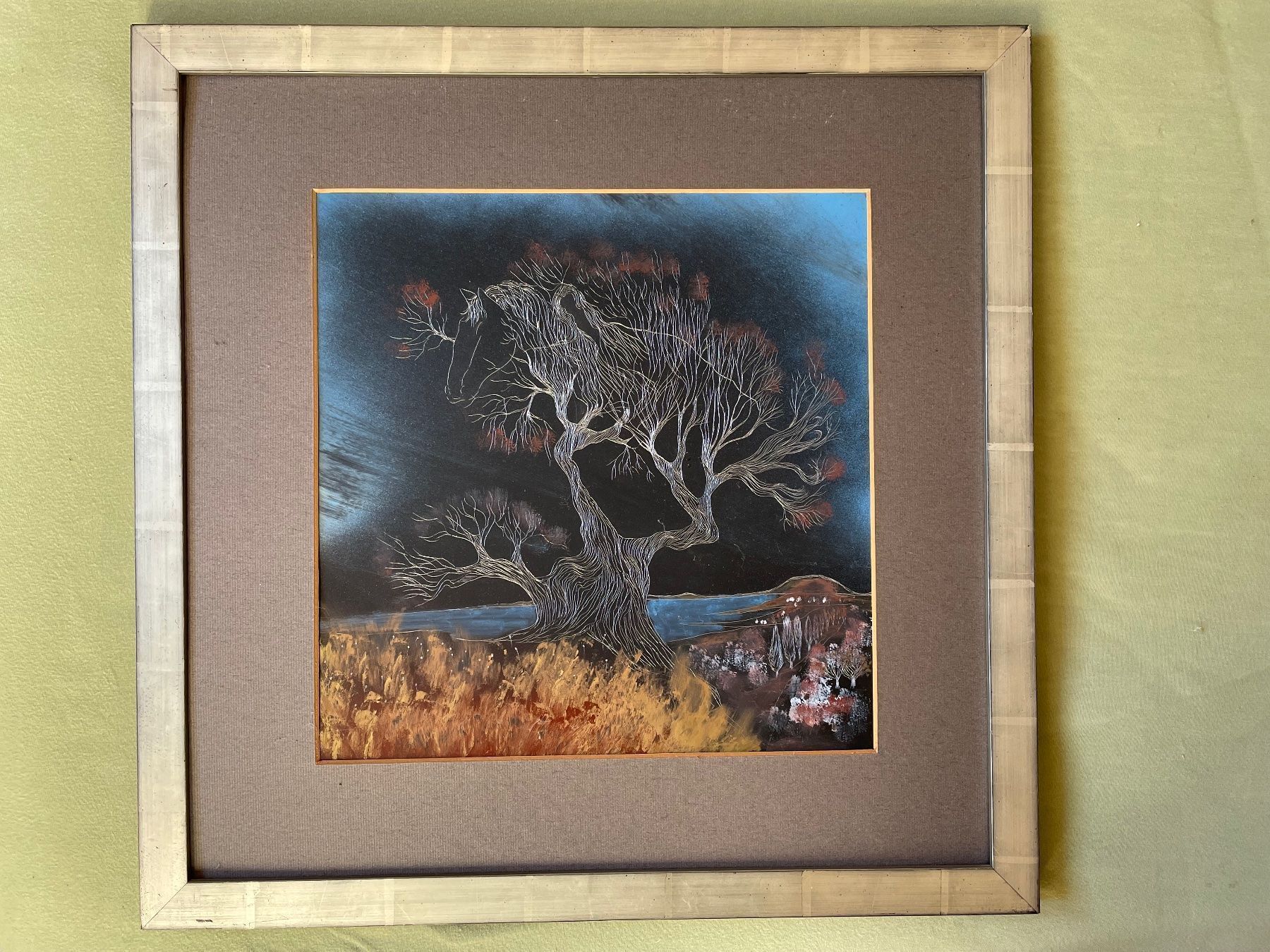 Dipinti: Oelbild Traumlandschaft mit Pferd und Baum – Usato da Oberrieden venduto da PEGNE
