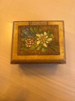 Holzkästchen mit Edelweiss Motiv - Vintage Schmuckschatulle