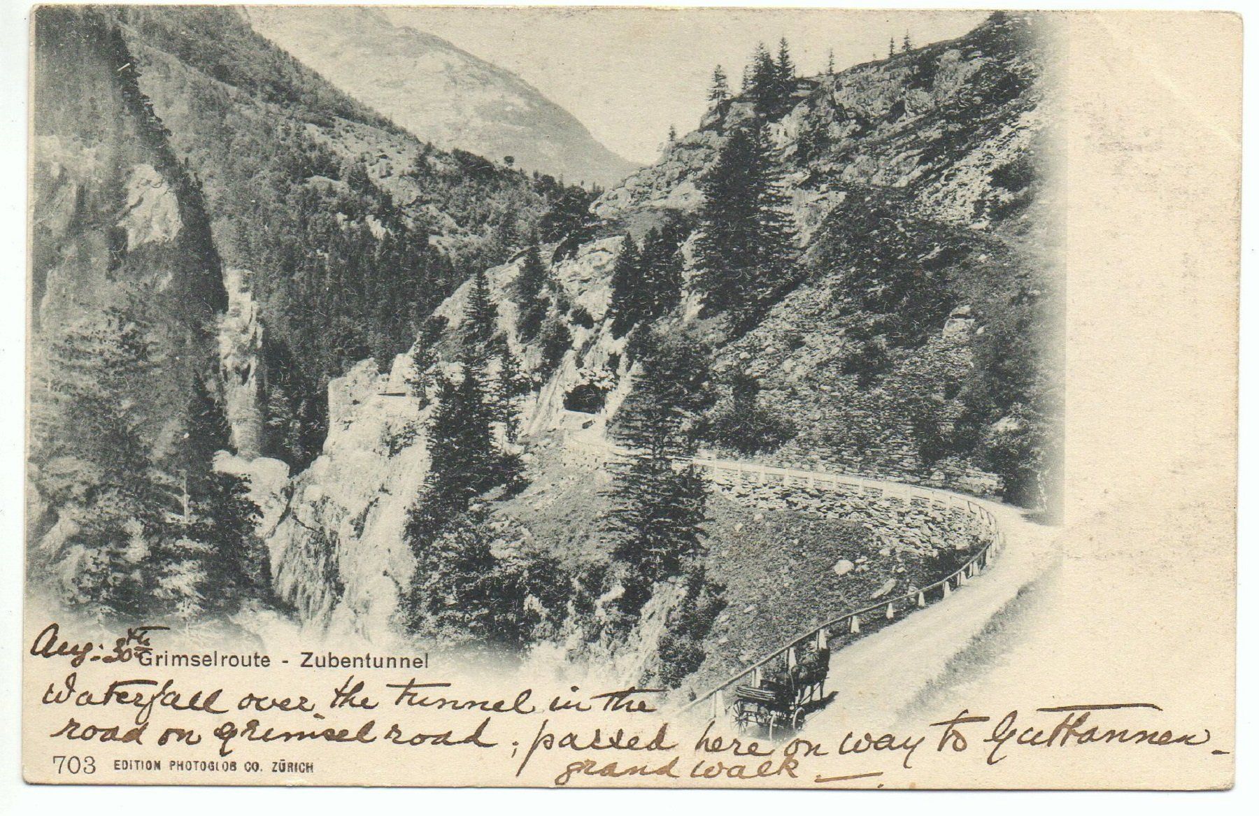 Cartoline postali: GRIMSELSTRASSE Zubentunnel - Pferde-Kutsche – Usato da Jona venduto da philajona