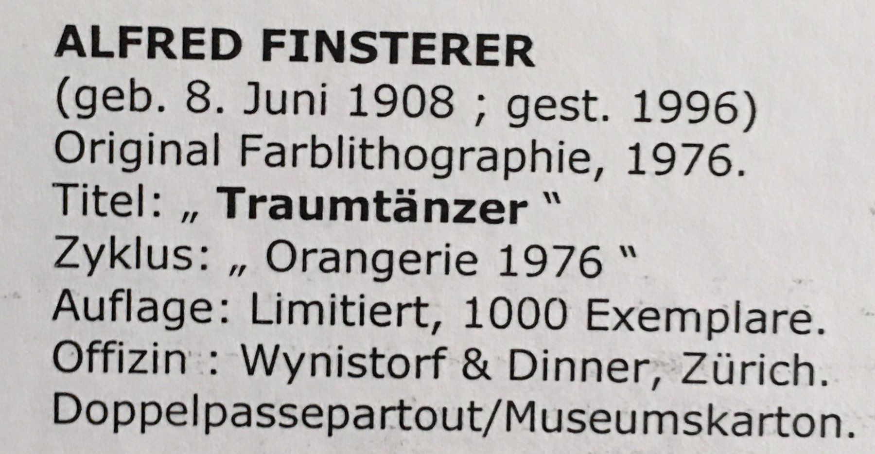Grafiken & Lithographien: Alfred Finsterer   Original Farblithographie   "Traumtänzer" – Gebraucht aus Nennigkofen von Sommersonnen 5