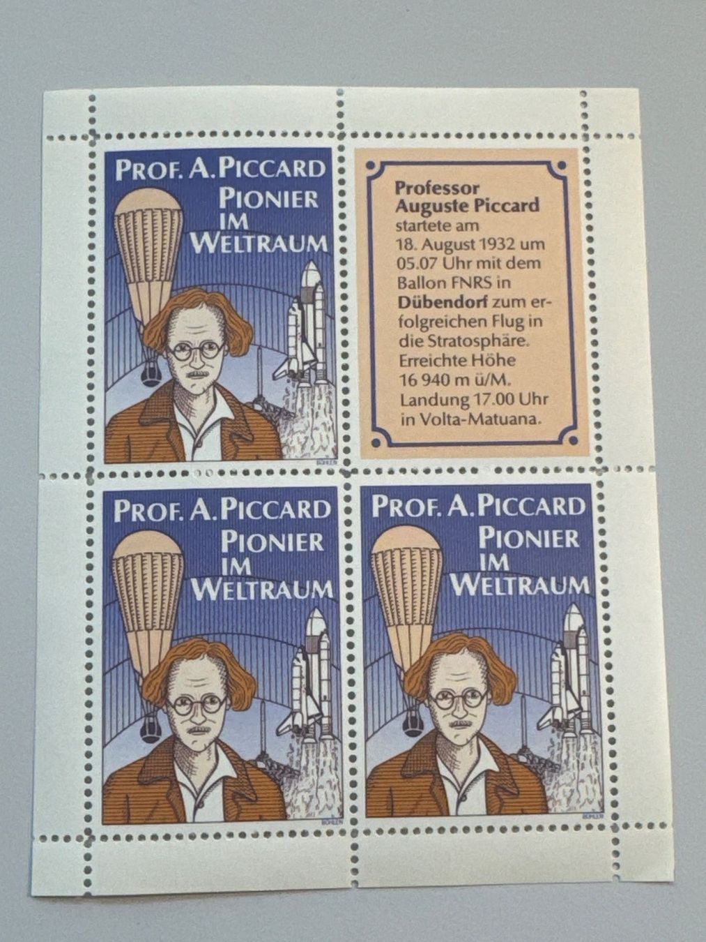 Alle Briefmarken: Prof. A. Piccard - Pionier im Weltraum – Gebraucht aus Küssnacht am Rigi von POSTOMASTER