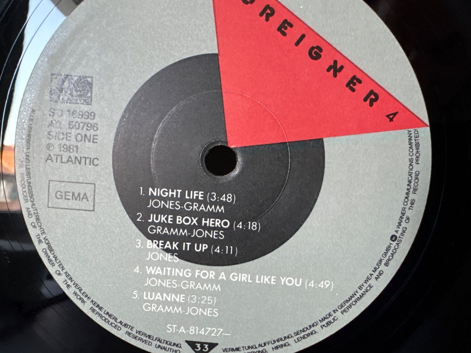 Vinyles: FOREIGNER - 4 - Schallplatte - ATLANTIC - 1981 – D'occasion à Andwil SG par Rainboli 3