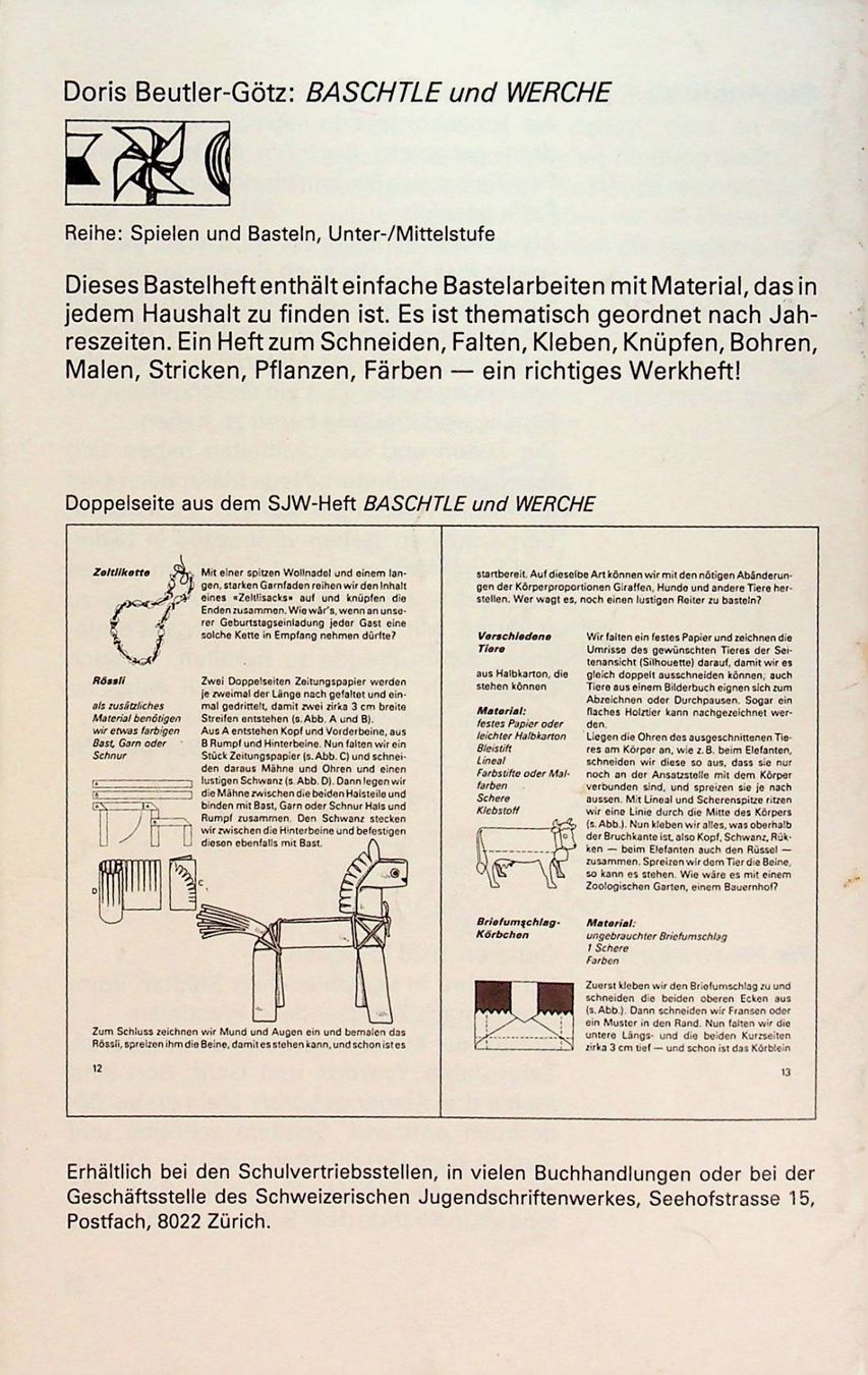 Libri: SJW 1737  Doris Beutler Baschtle und Werche EA1985 – Usato da Reitnau venduto da Zaomir 1