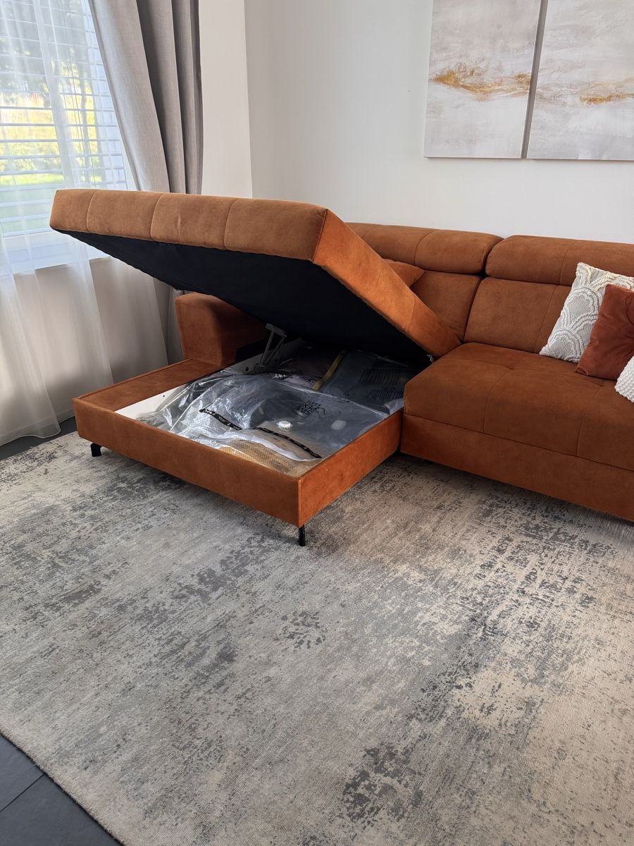 Sofas: Grosses Ecksofa in Orange/Rostfarben – mit Bettfunktion – Gebraucht aus Watt von jak_85hj 3