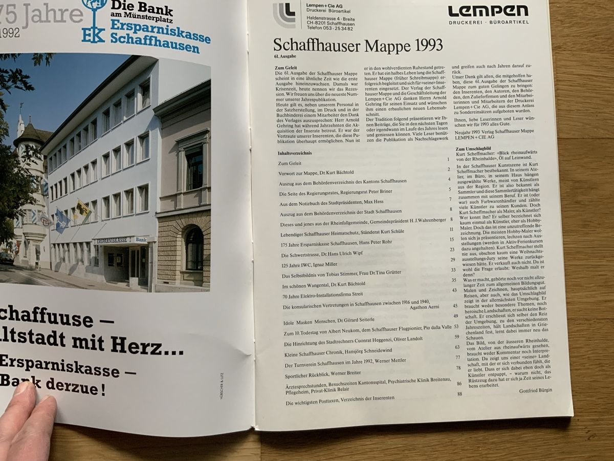Riviste & Magazine: Schaffhauser Mappe 1993 – Usato da Frauenfeld venduto da CSM71 1
