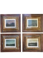 Set di 4 dipinti, tecnica mista su tavola, Paesaggi, XX seco
